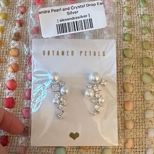 Untamed Petals Pearl and Crystal Drop Earrings